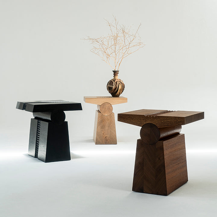 'Tribe 2' Wood Side Table in Black