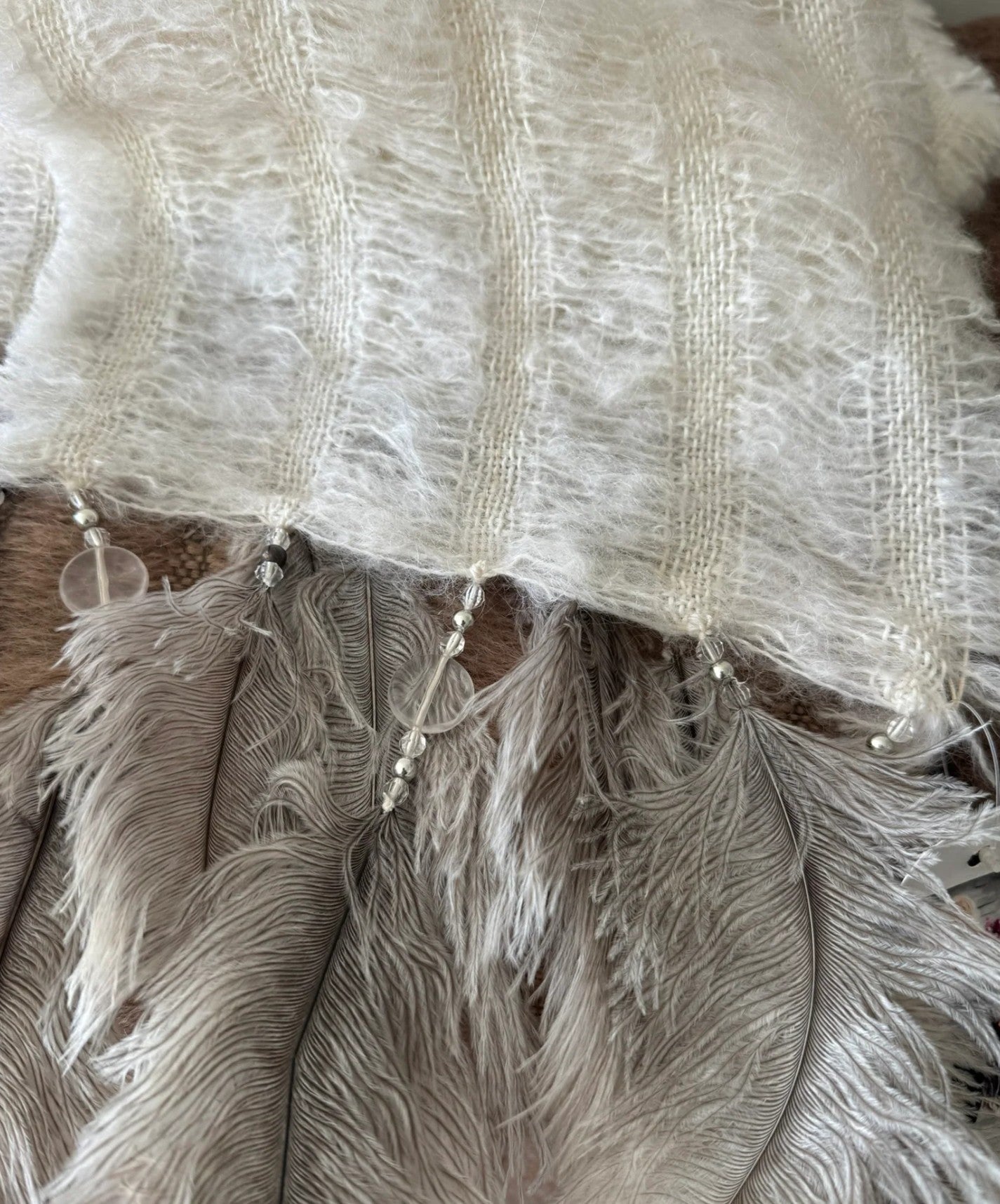 Mohair Scarf with Extra Ostrich Feathers