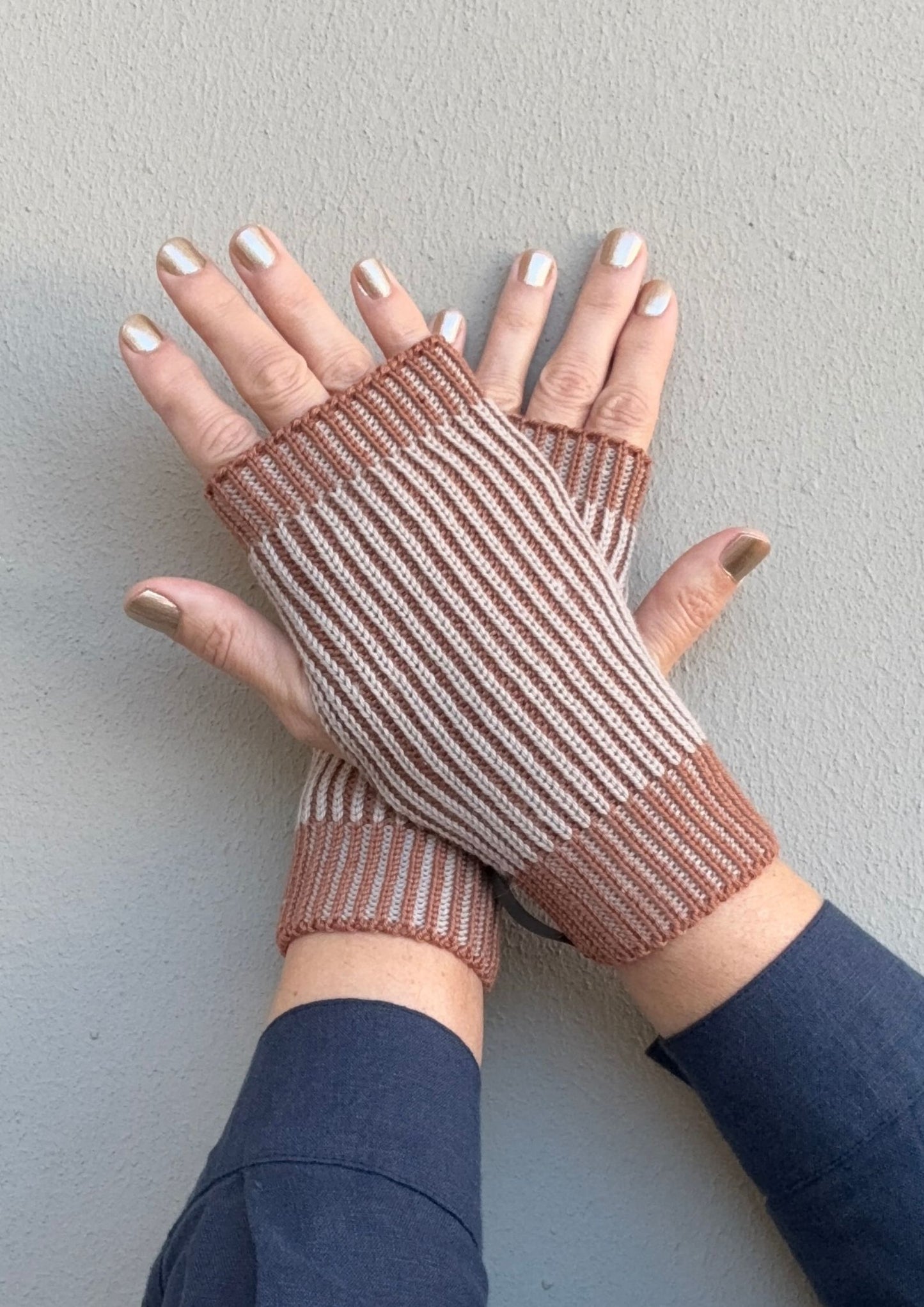 Silk and Wool 'Brioche' Fingerless Gloves