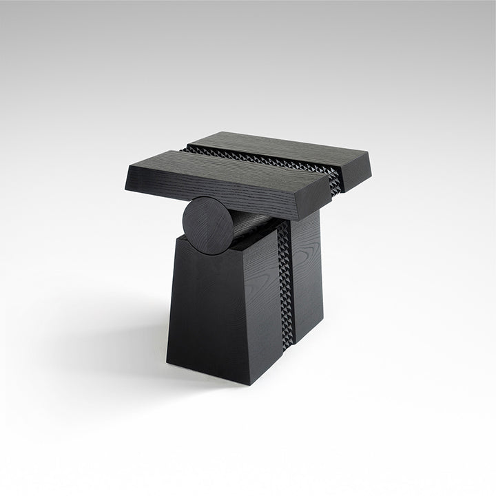'Tribe 2' Wood Side Table in Black