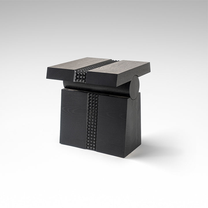 'Tribe 2' Wood Side Table in Black