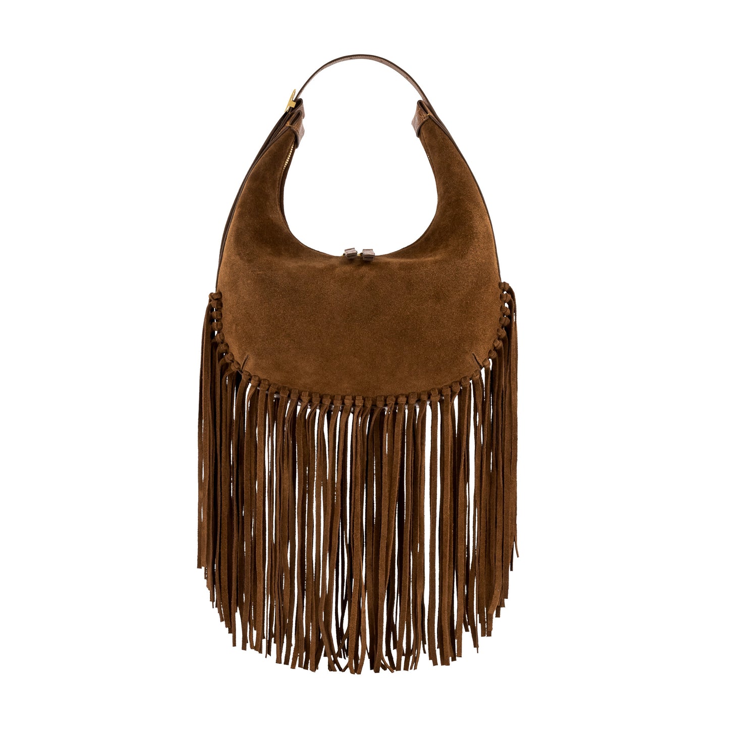 Fringe Aspen In Antelope Suede & Cognac Ostrich Leg