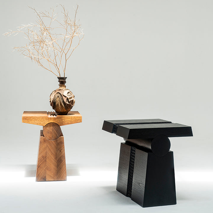 'Tribe 2' Wood Side Table in Black
