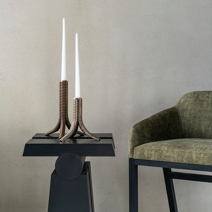 'Clash' Brass Candle Holder (Tall)