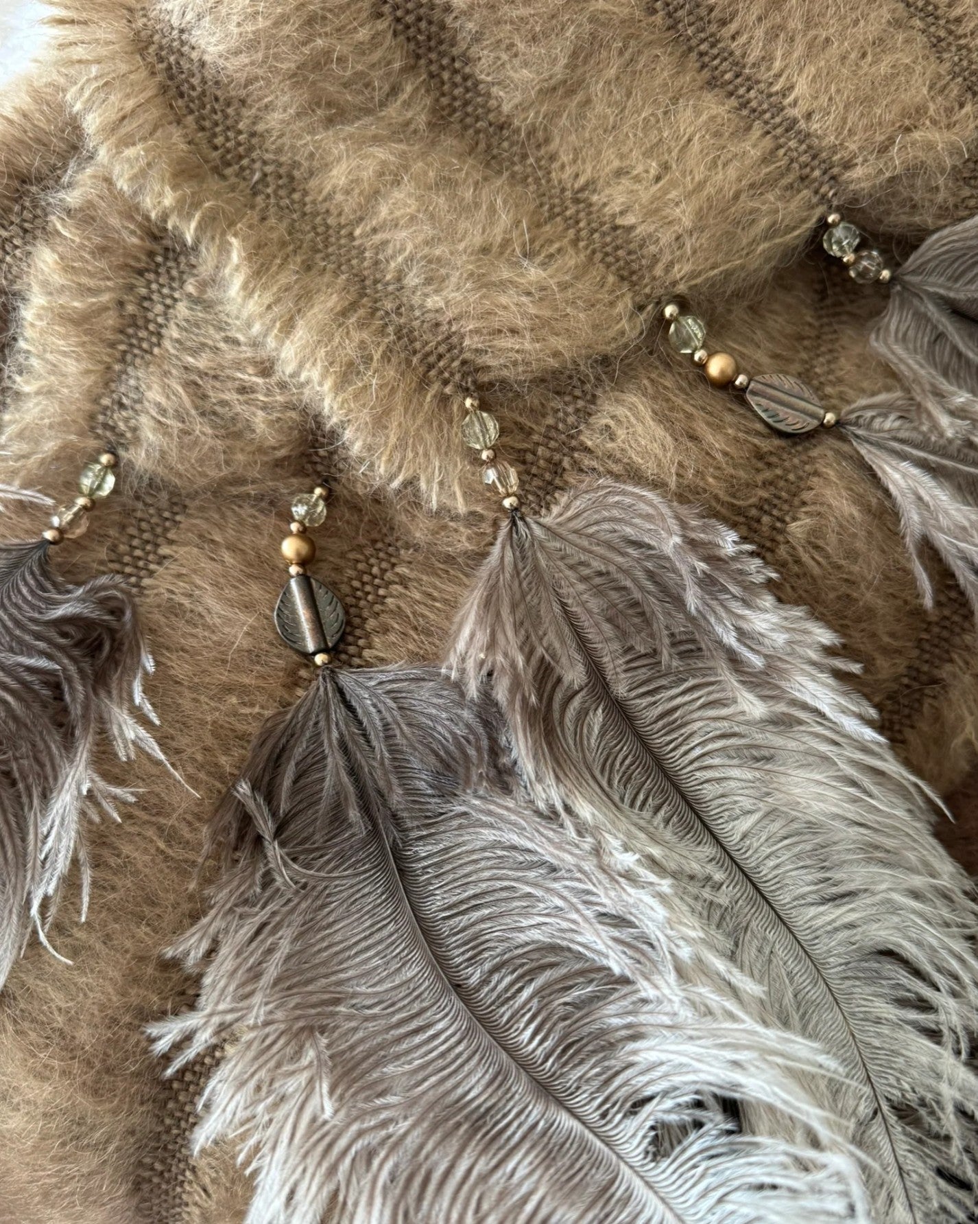 Mohair Scarf with Ostrich Feathers
