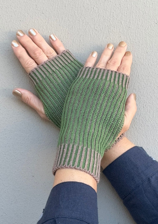 Silk and Wool 'Brioche' Fingerless Gloves