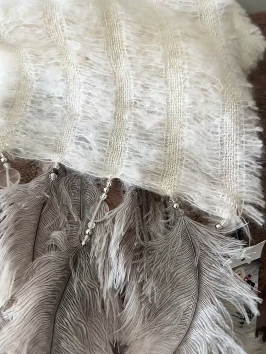 Mohair Scarf with Extra Ostrich Feathers